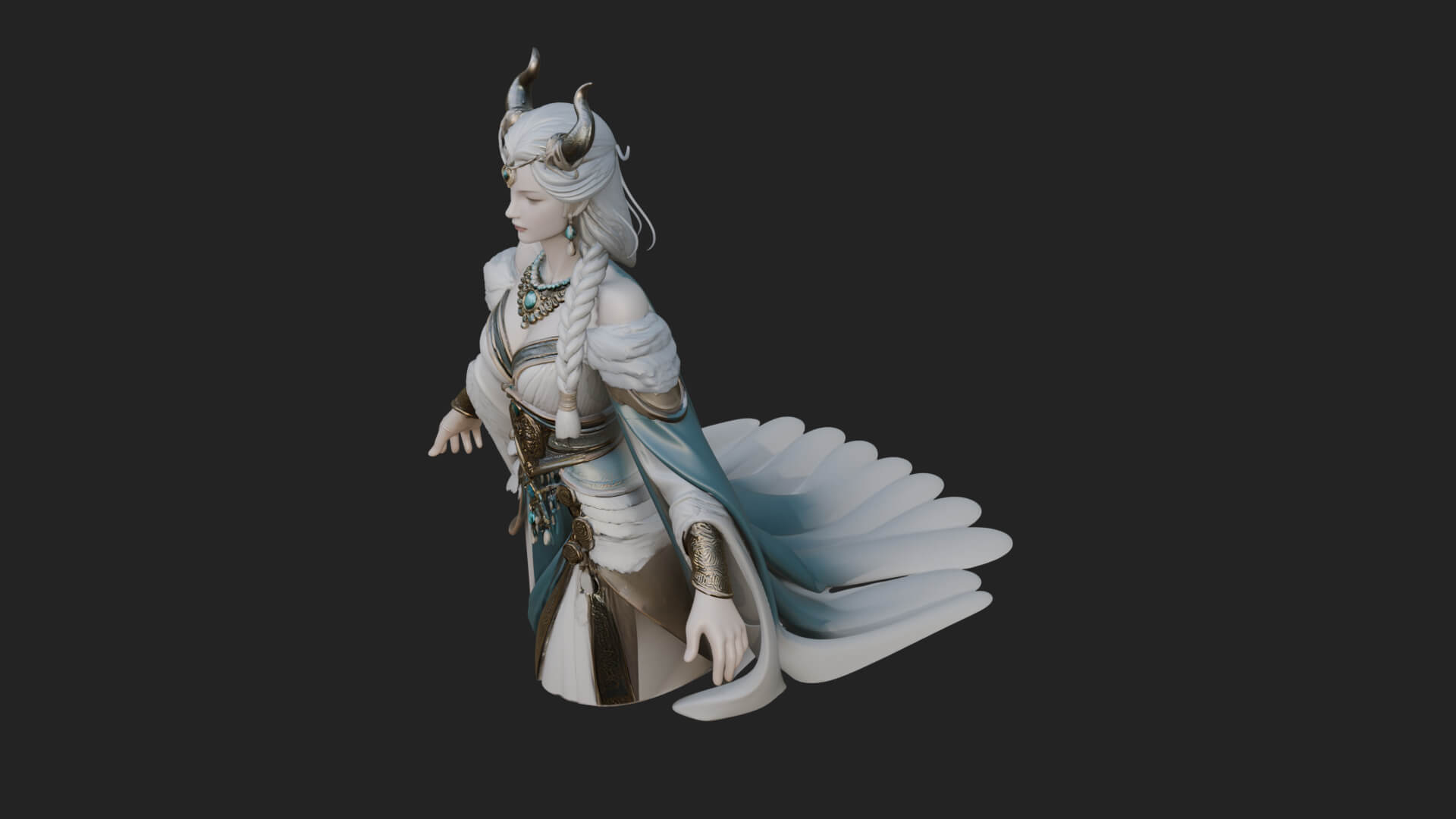 Elven Queen Statue Design 32 3D Print Model 3D Model