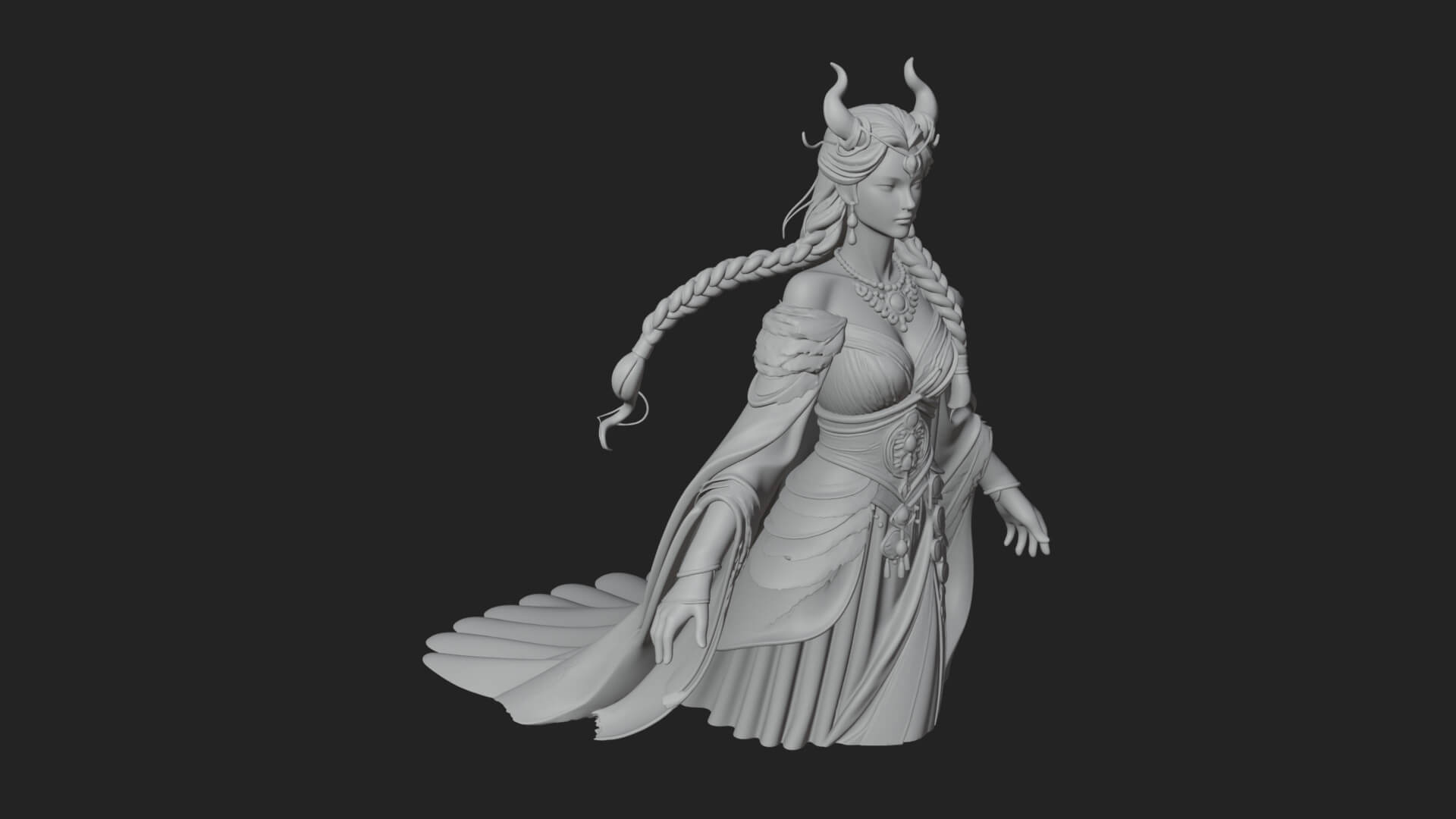 Elven Queen Statue Design 32 3D Print Model 3D Model