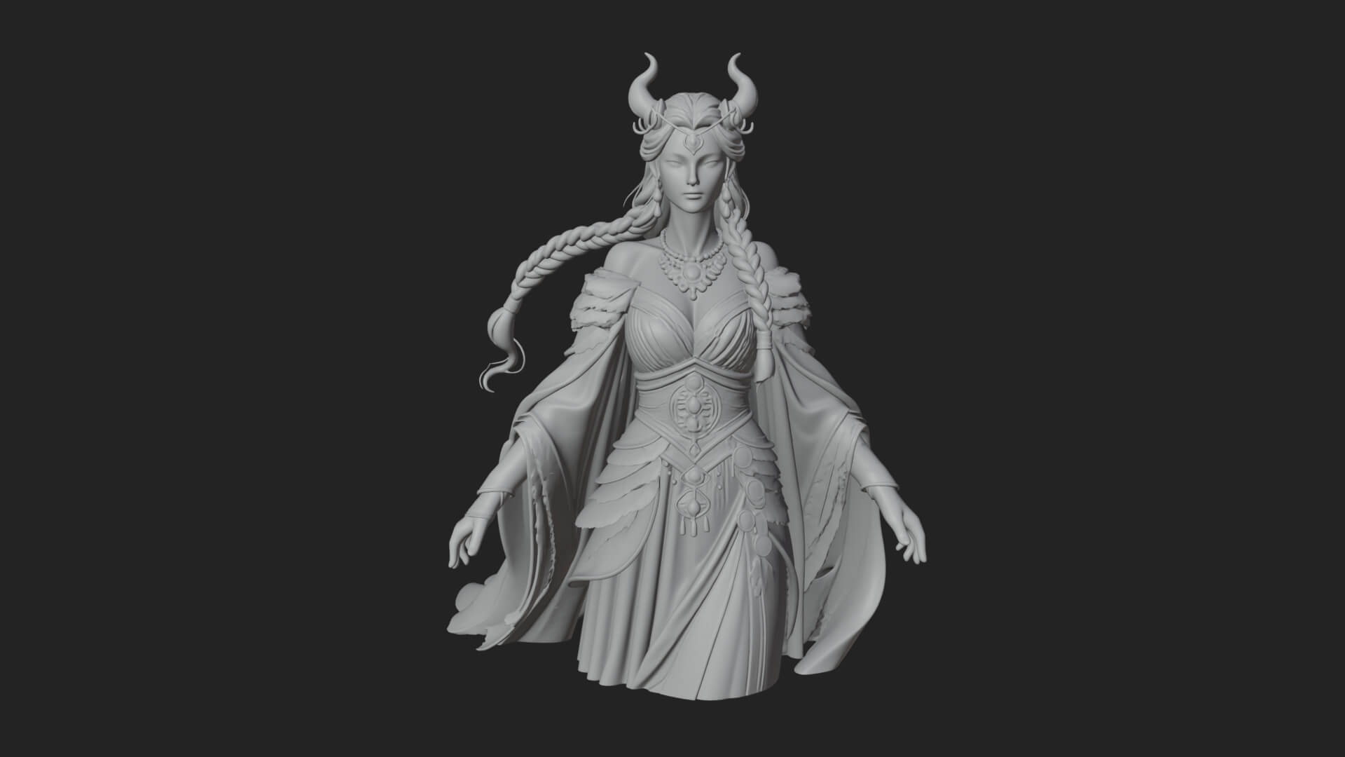 Elven Queen Statue Design 32 3D Print Model 3D Model
