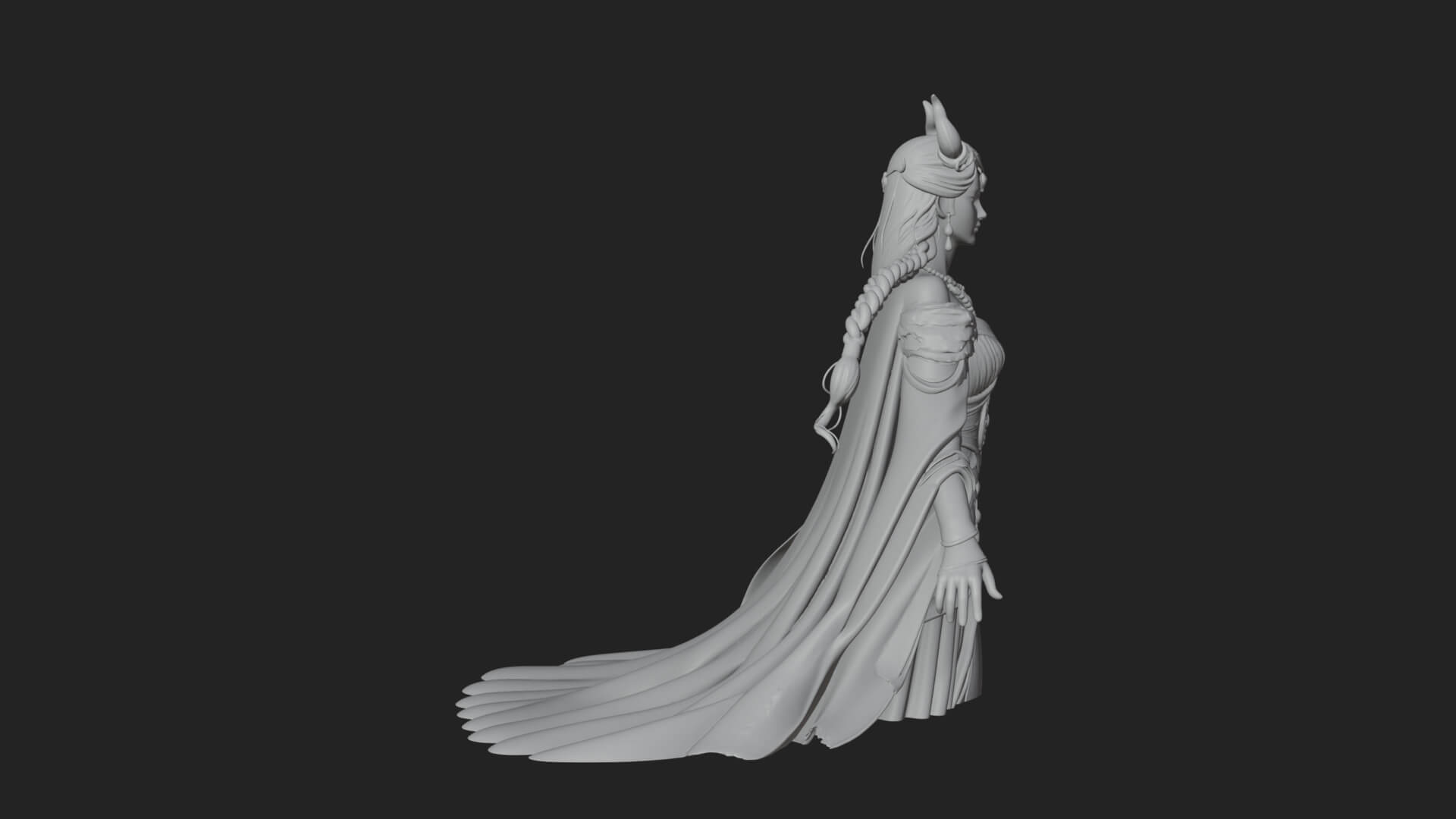 Elven Queen Statue Design 32 3D Print Model 3D Model