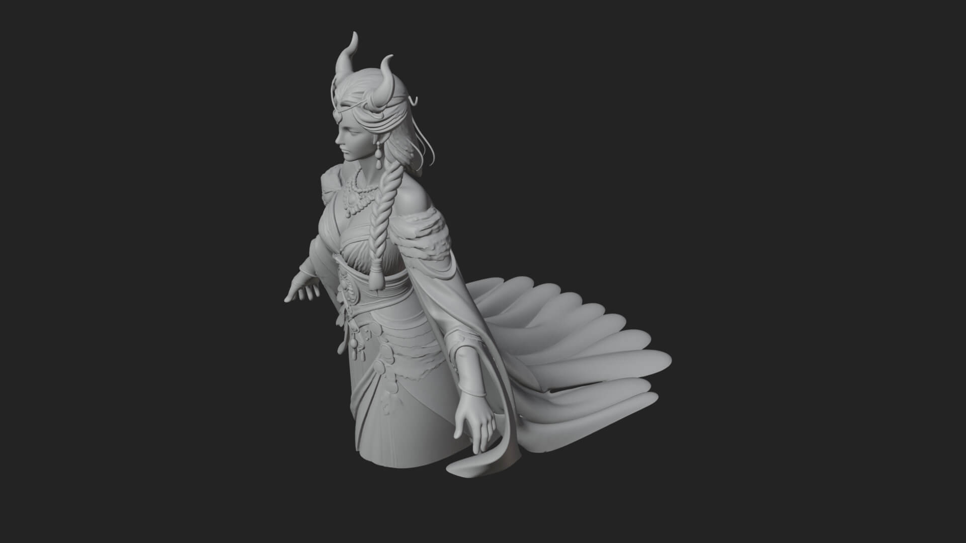 Elven Queen Statue Design 32 3D Print Model 3D Model