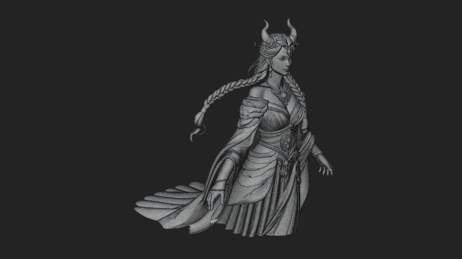 Elven Queen Statue Design 32 3D Print Model 3D Model