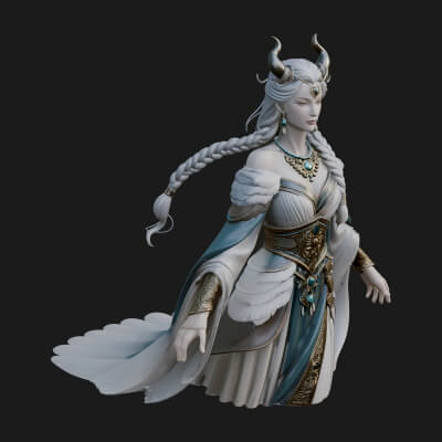 Elven Queen Statue Design 32 3D Print Model