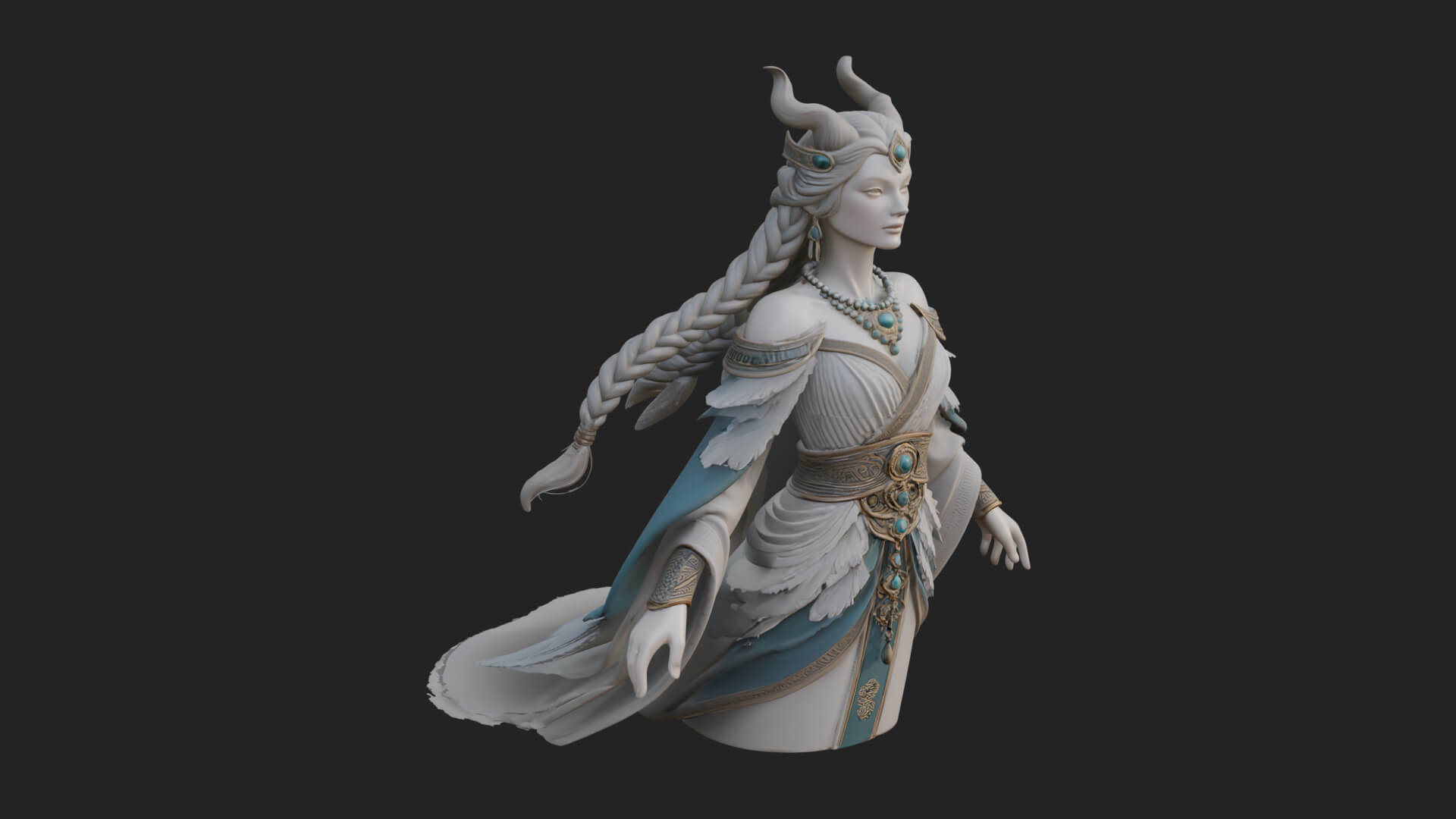 Elven Queen Statue Design 33 3D Print Model 3D Model