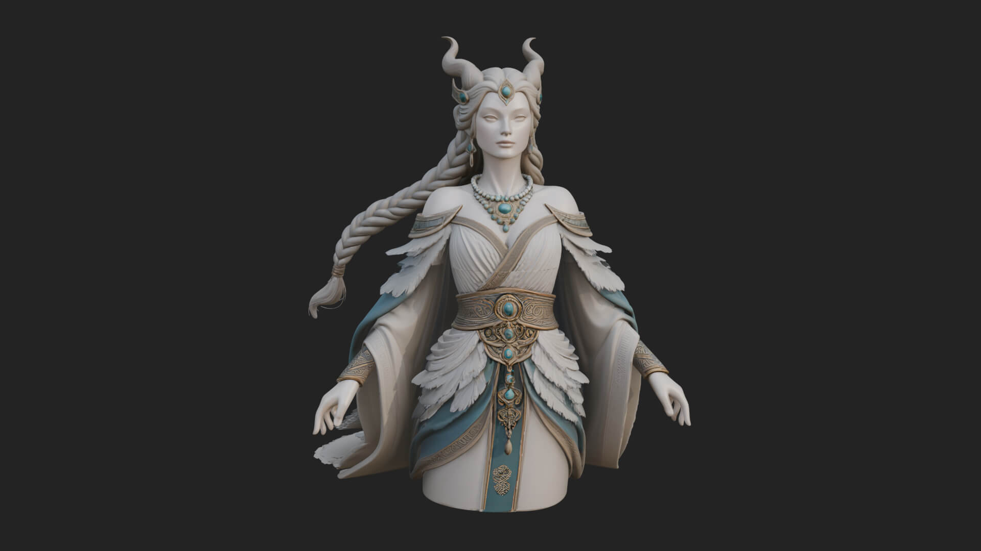 Elven Queen Statue Design 33 3D Print Model 3D Model