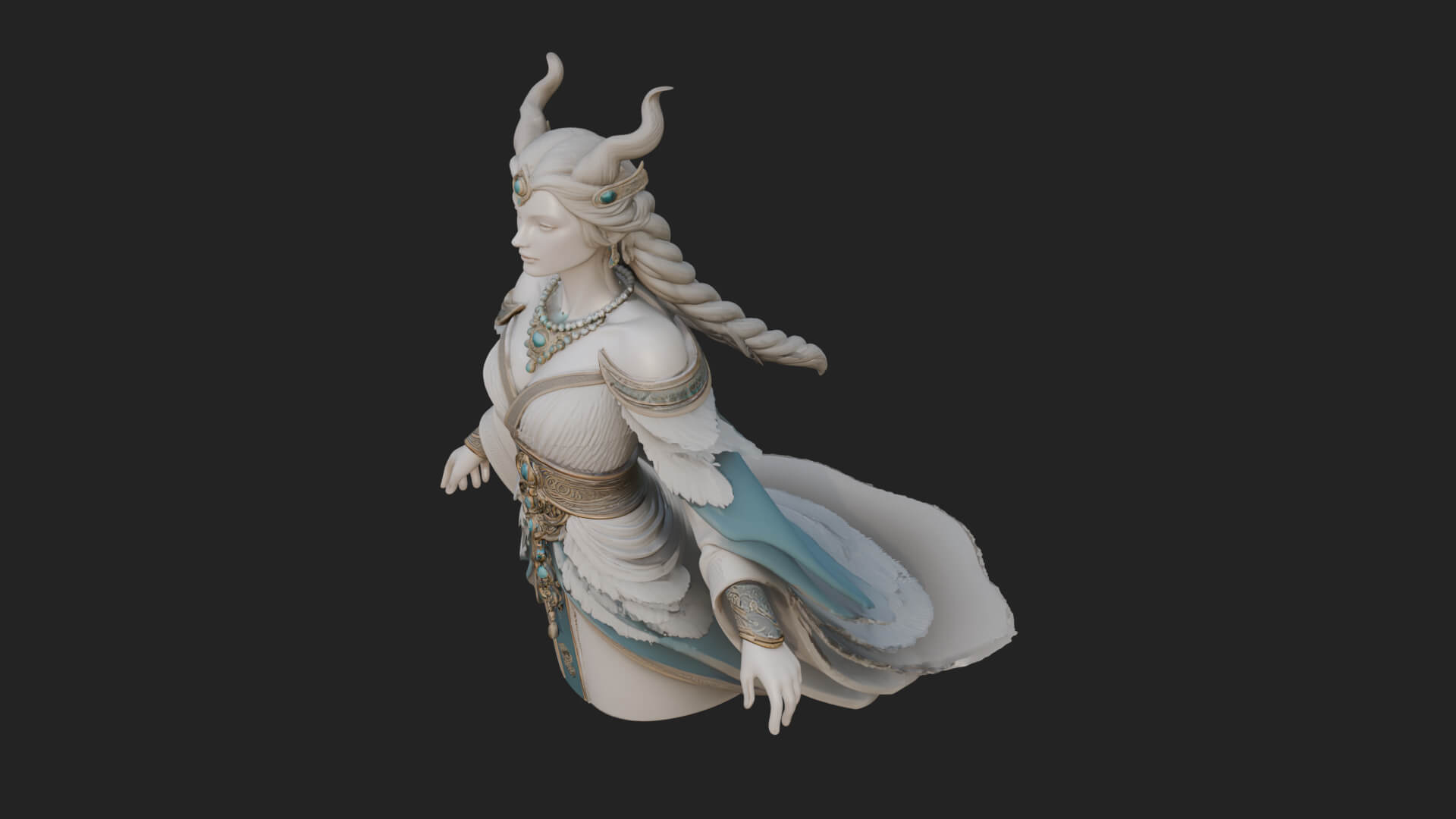 Elven Queen Statue Design 33 3D Print Model 3D Model