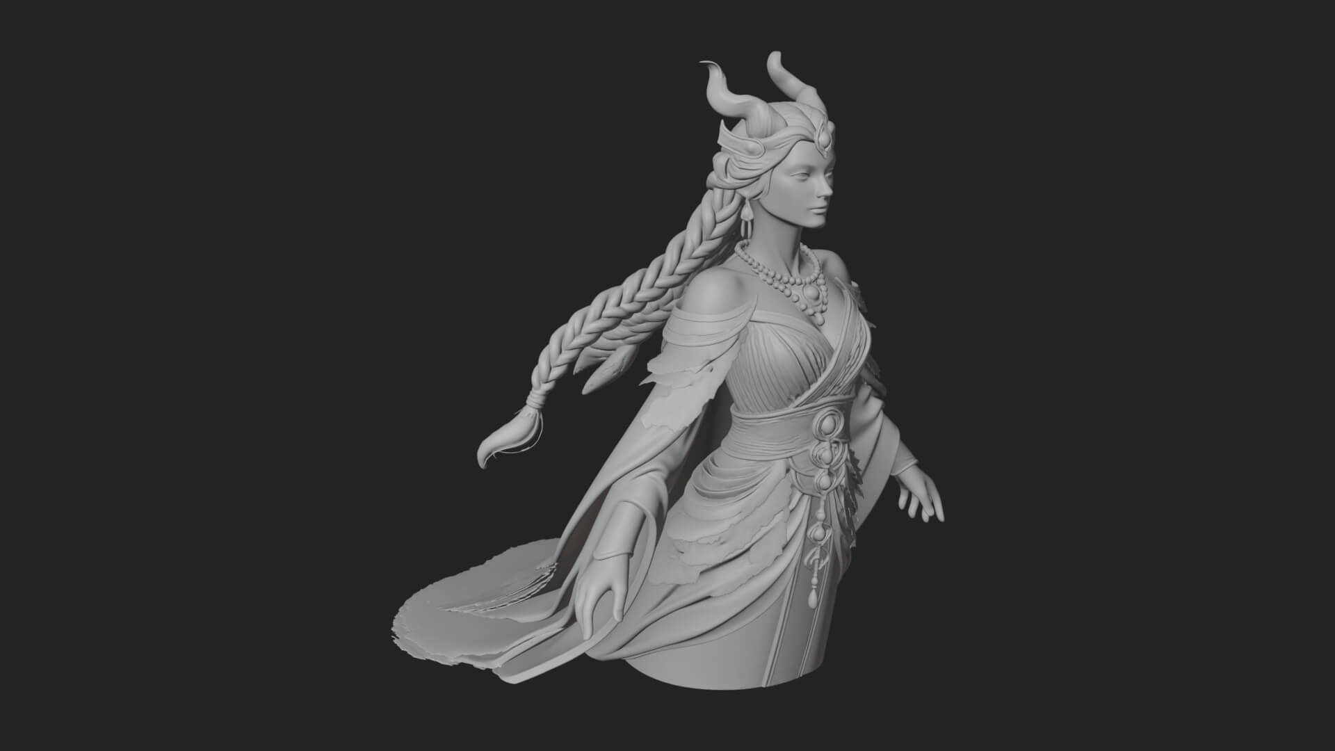 Elven Queen Statue Design 33 3D Print Model 3D Model