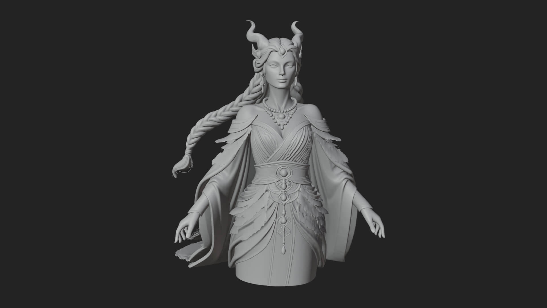 Elven Queen Statue Design 33 3D Print Model 3D Model