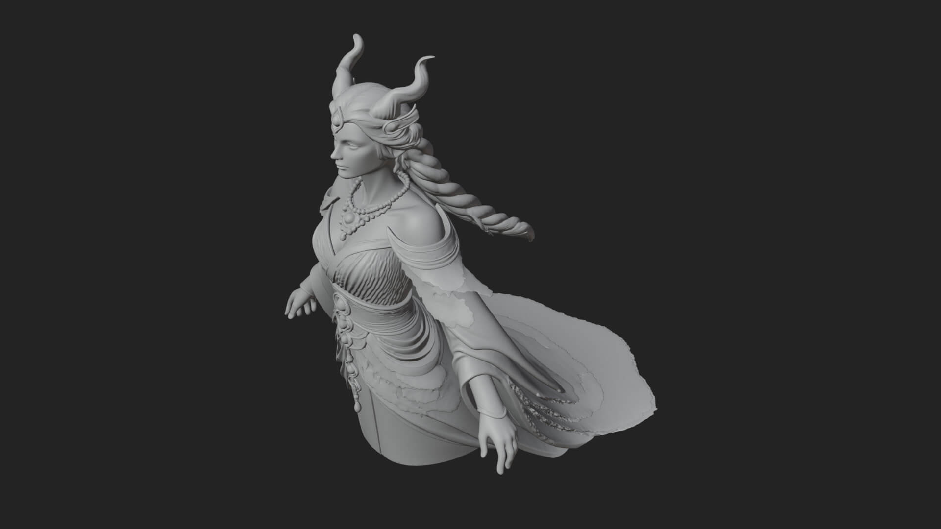 Elven Queen Statue Design 33 3D Print Model 3D Model