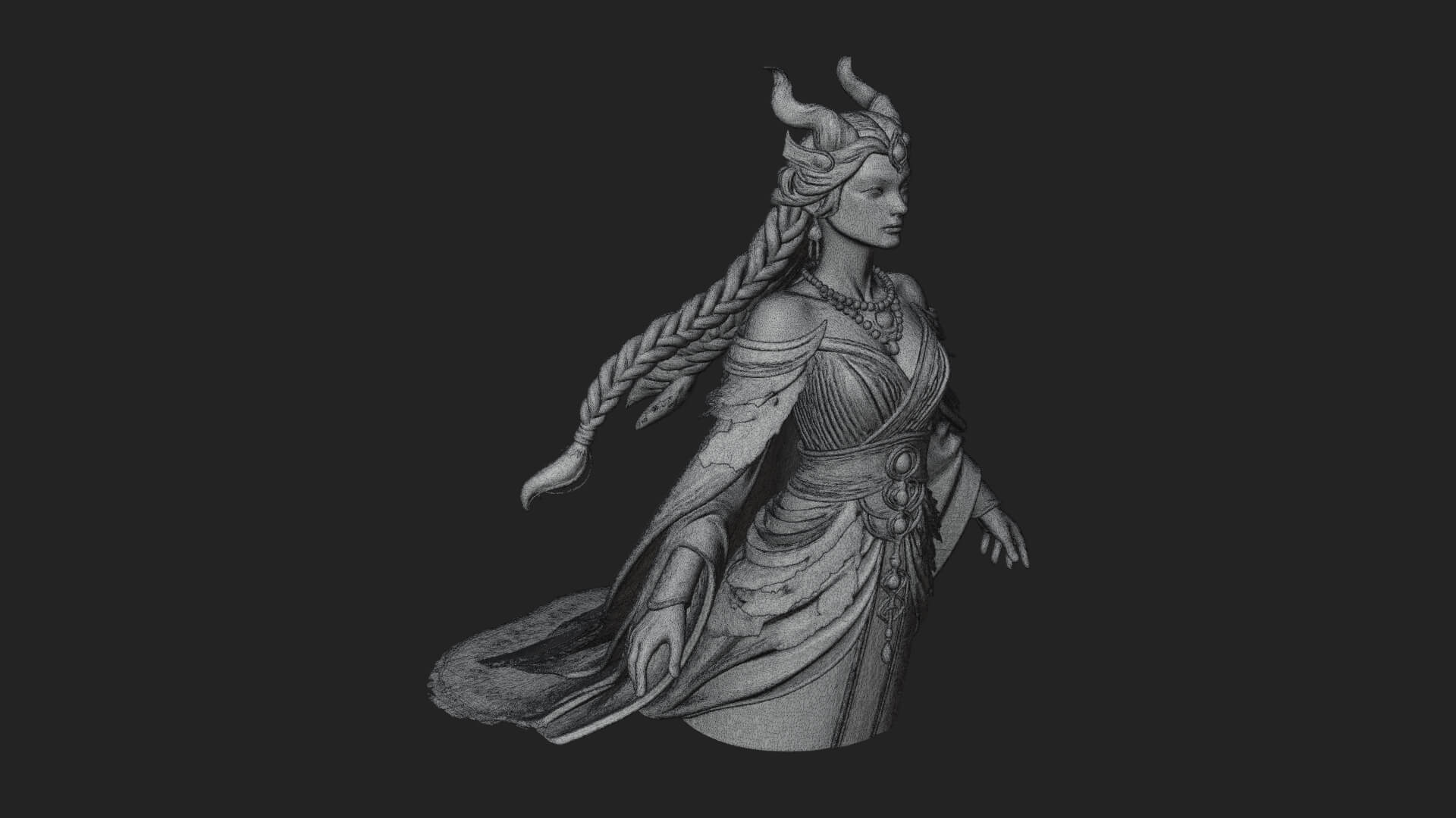 Elven Queen Statue Design 33 3D Print Model 3D Model