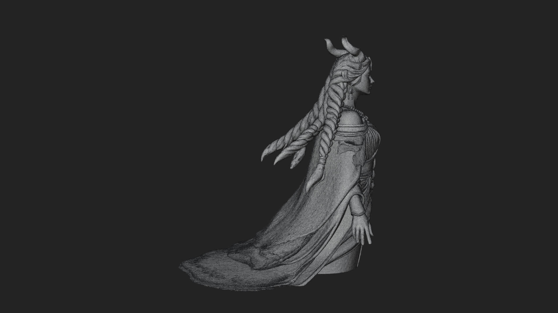 Elven Queen Statue Design 33 3D Print Model 3D Model