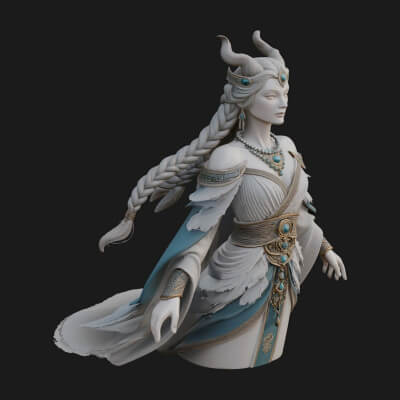 Elven Queen Statue Design 33 3D Print Model