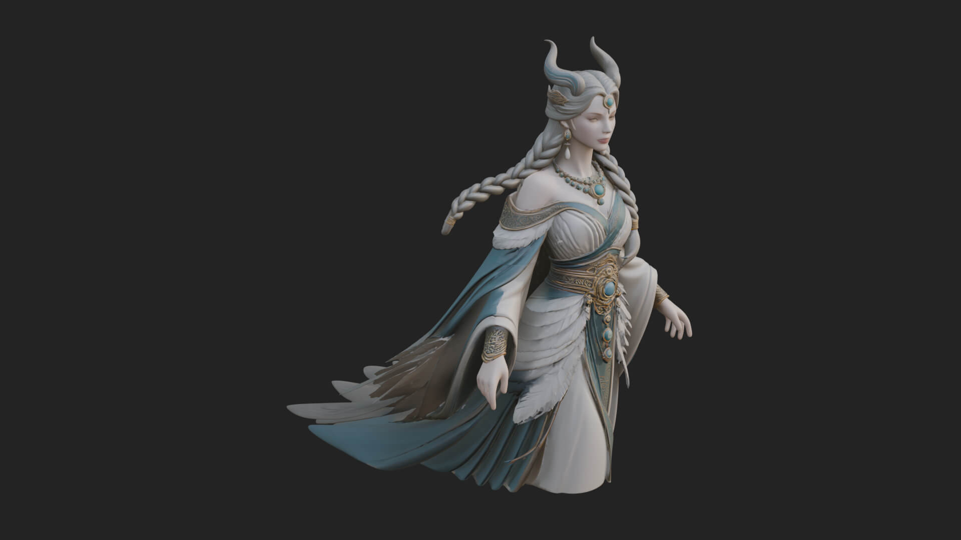 Elven Queen Statue Design 34 3D Print Model 3D Model