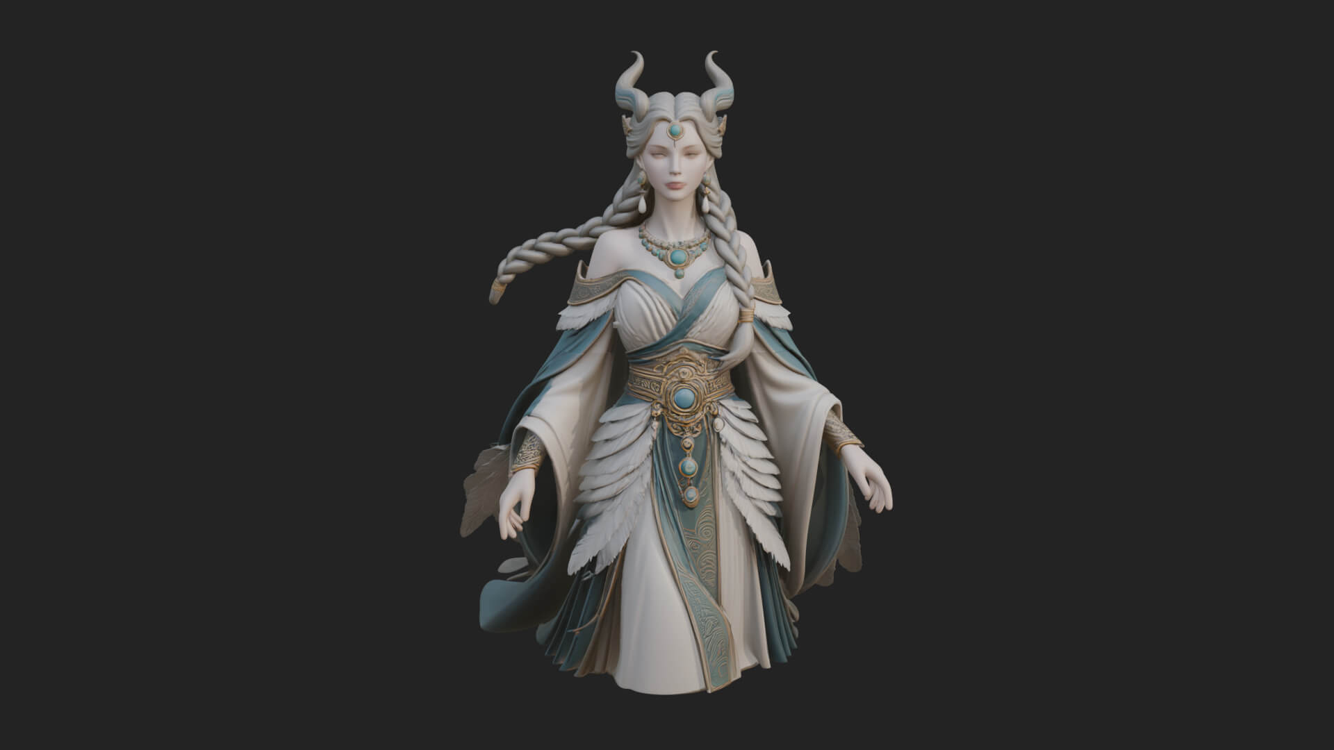 Elven Queen Statue Design 34 3D Print Model 3D Model