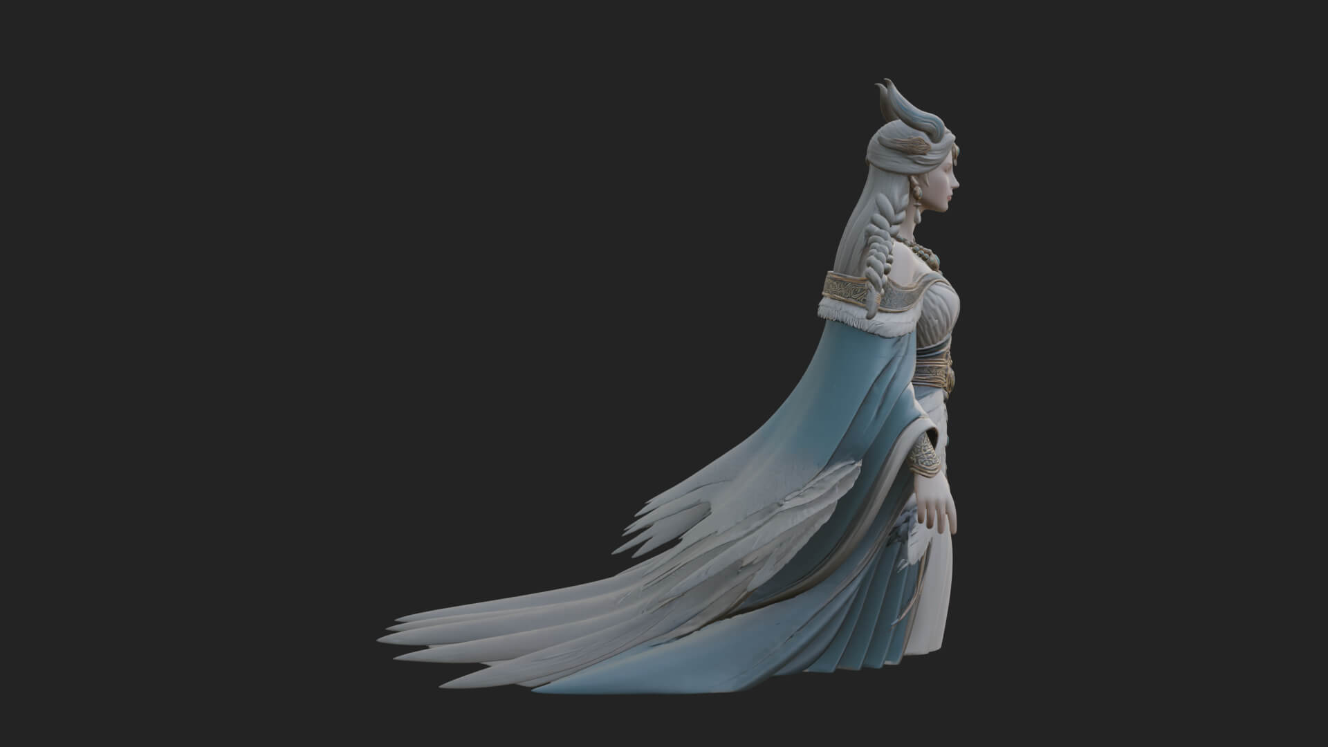 Elven Queen Statue Design 34 3D Print Model 3D Model