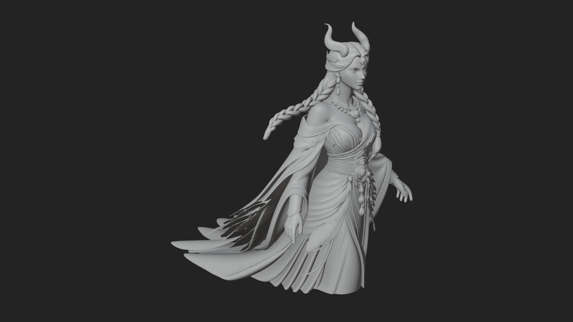 Elven Queen Statue Design 34 3D Print Model 3D Model