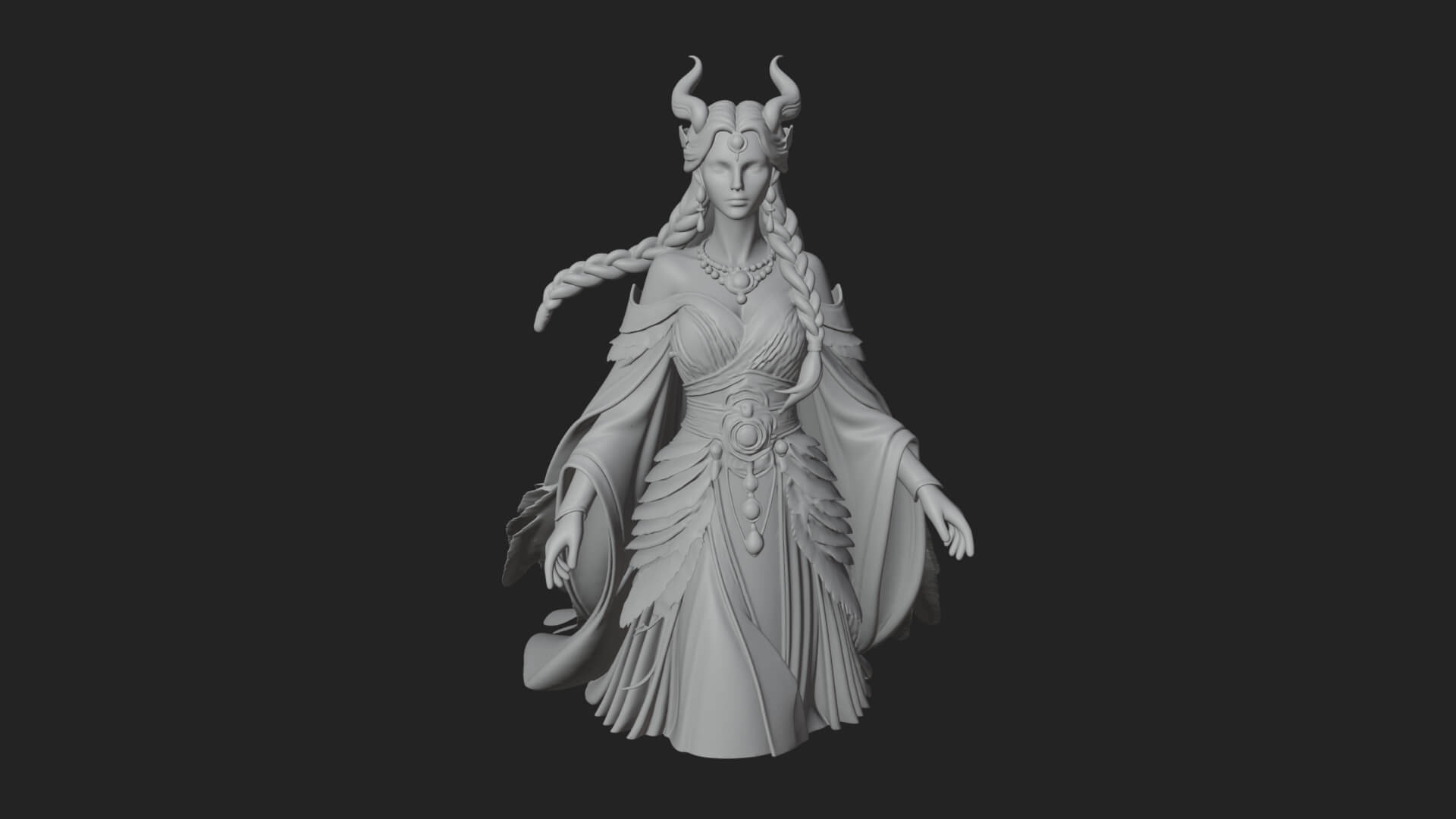 Elven Queen Statue Design 34 3D Print Model 3D Model