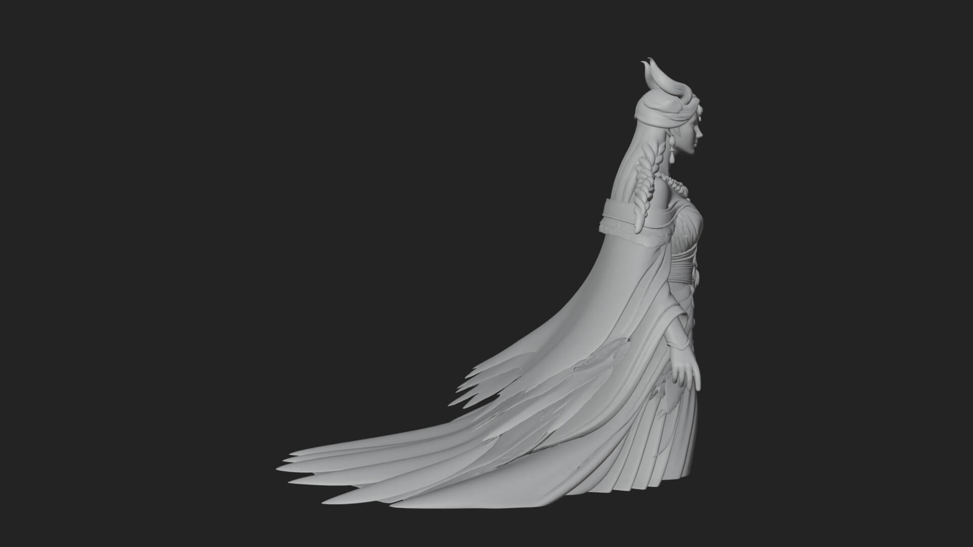 Elven Queen Statue Design 34 3D Print Model 3D Model