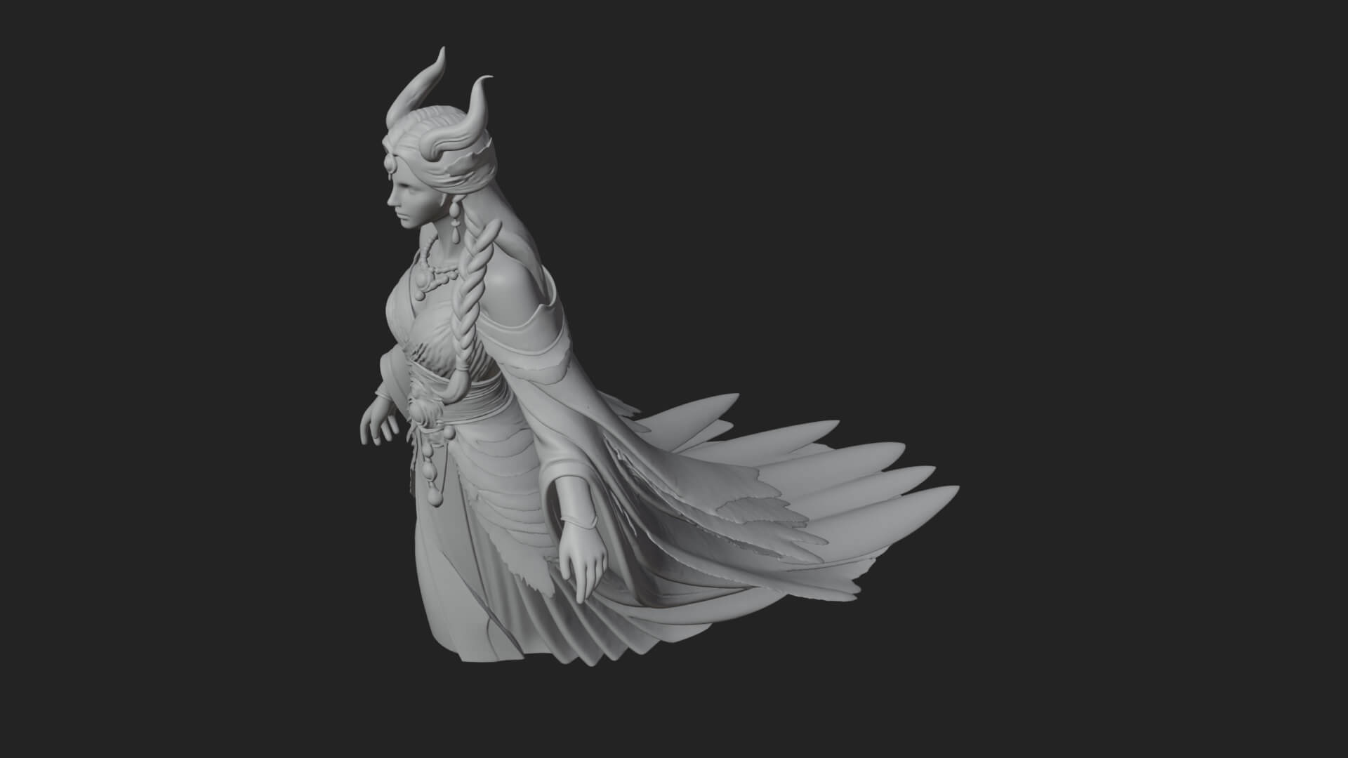Elven Queen Statue Design 34 3D Print Model 3D Model