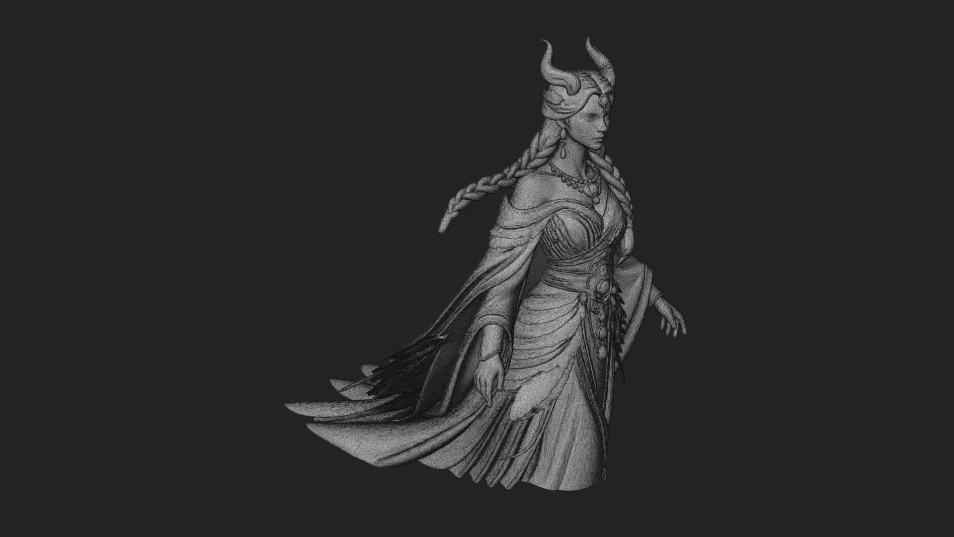 Elven Queen Statue Design 34 3D Print Model 3D Model