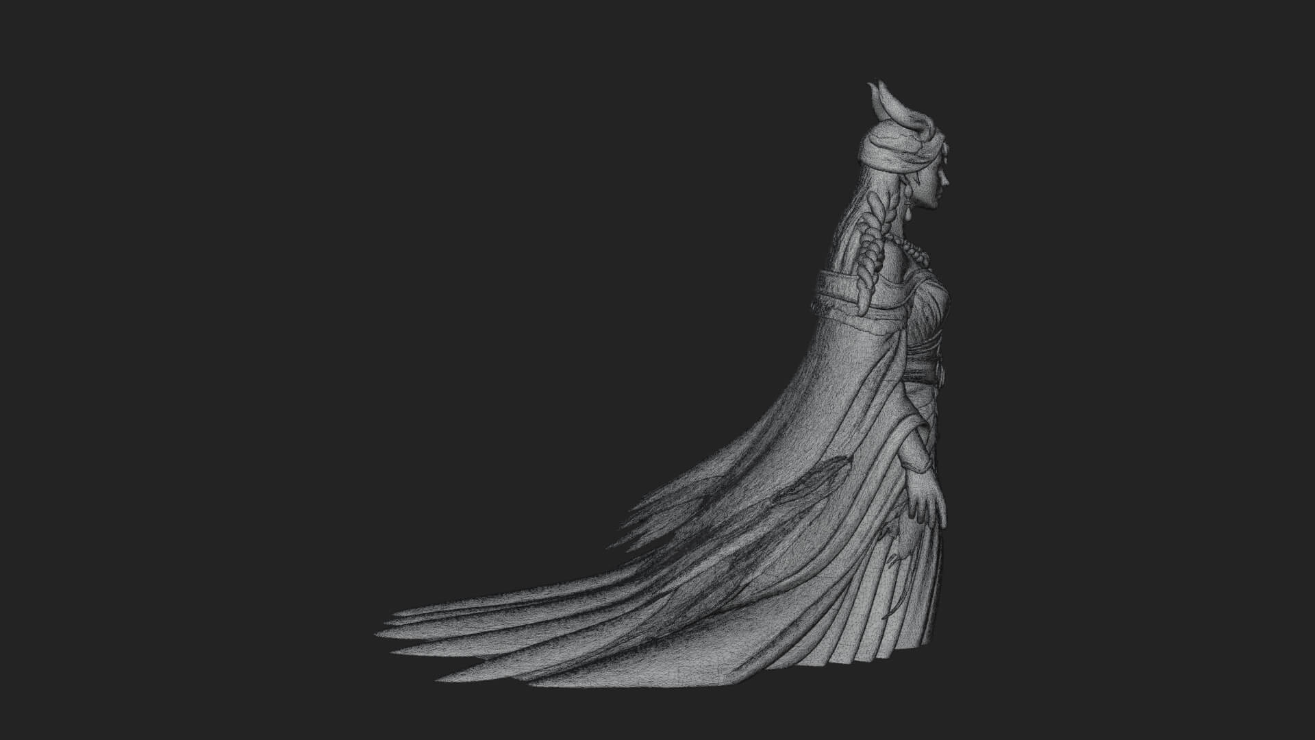 Elven Queen Statue Design 34 3D Print Model 3D Model