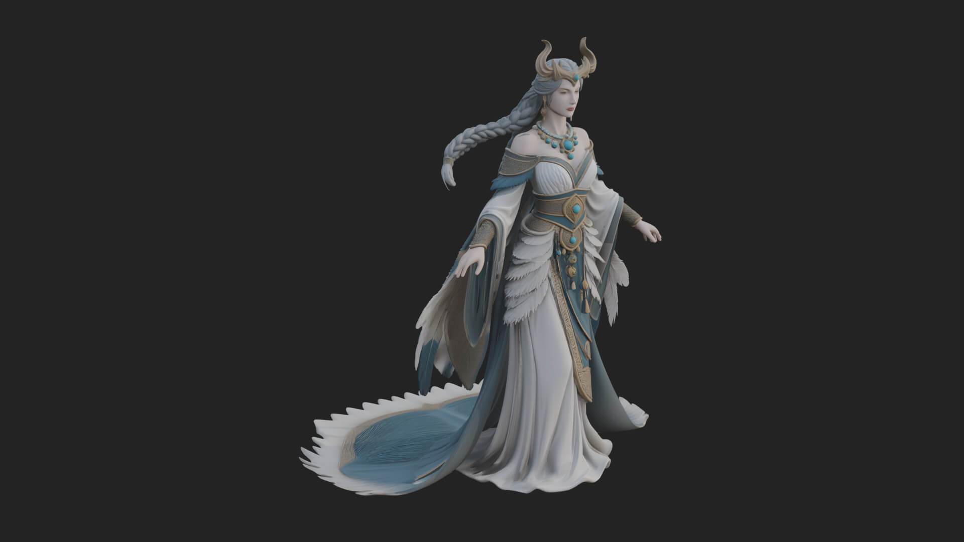 Elven Queen Statue Design 35 3D Print Model 3D Model