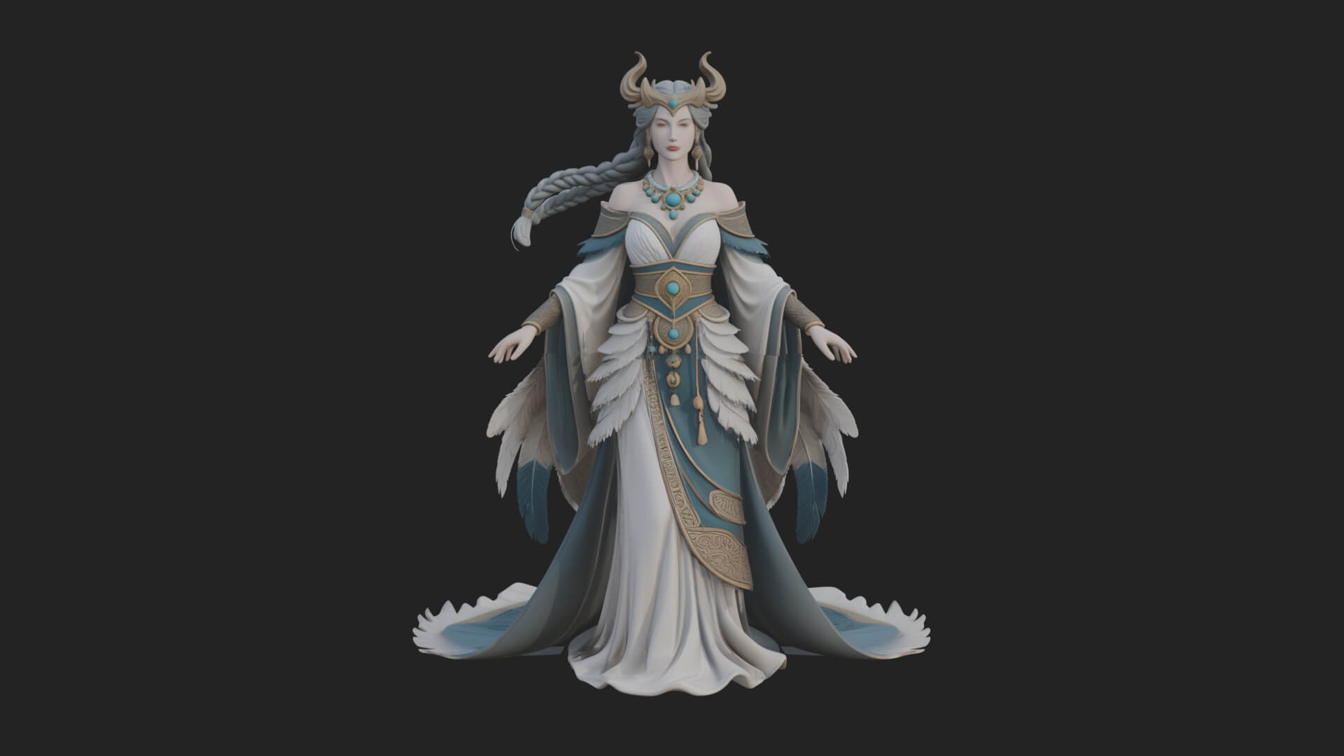 Elven Queen Statue Design 35 3D Print Model 3D Model