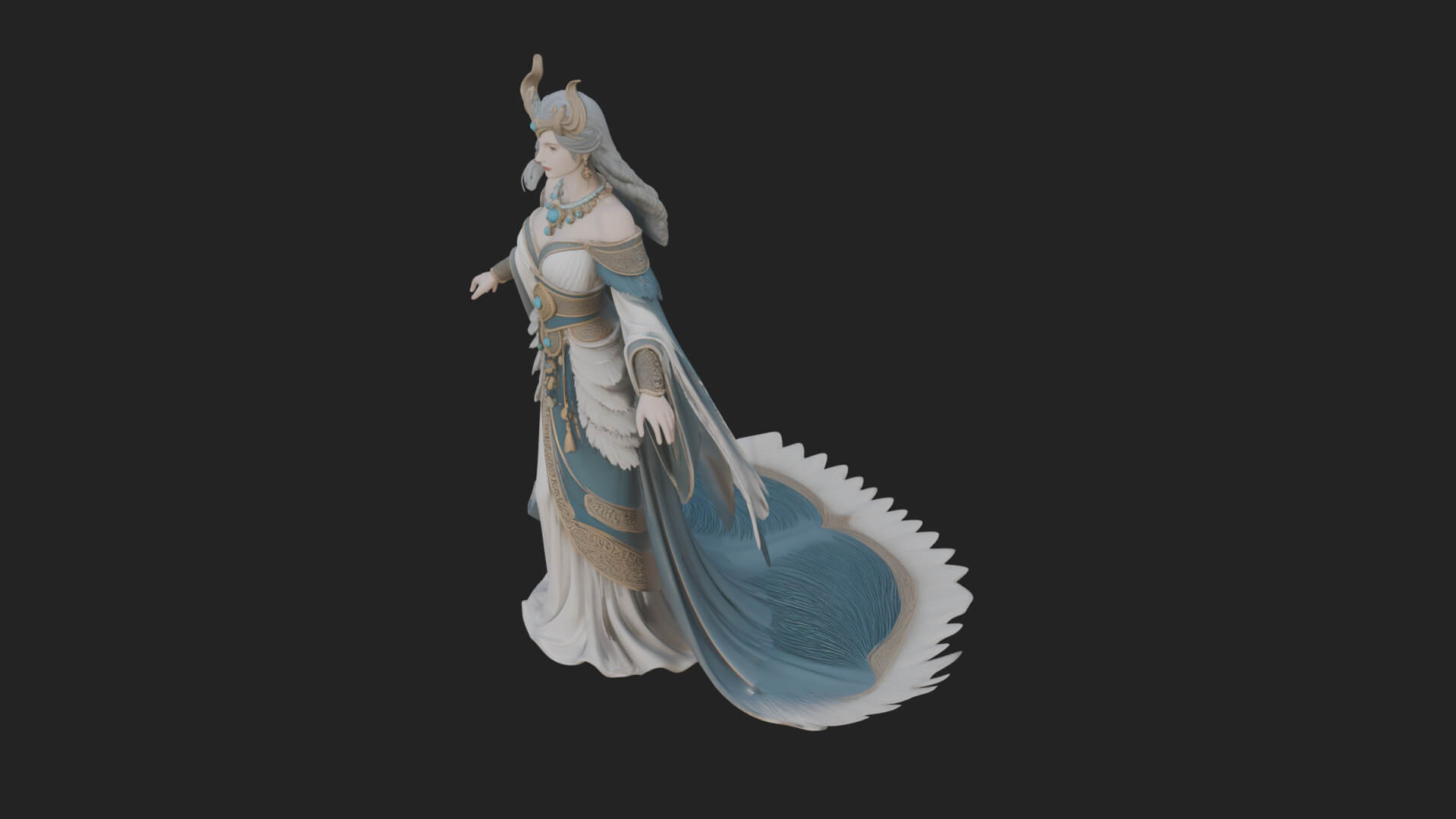 Elven Queen Statue Design 35 3D Print Model 3D Model