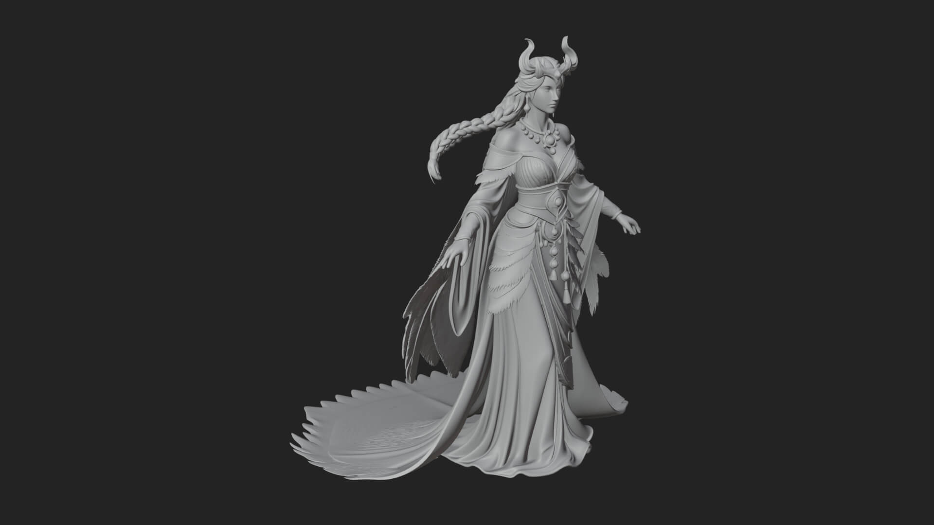 Elven Queen Statue Design 35 3D Print Model 3D Model