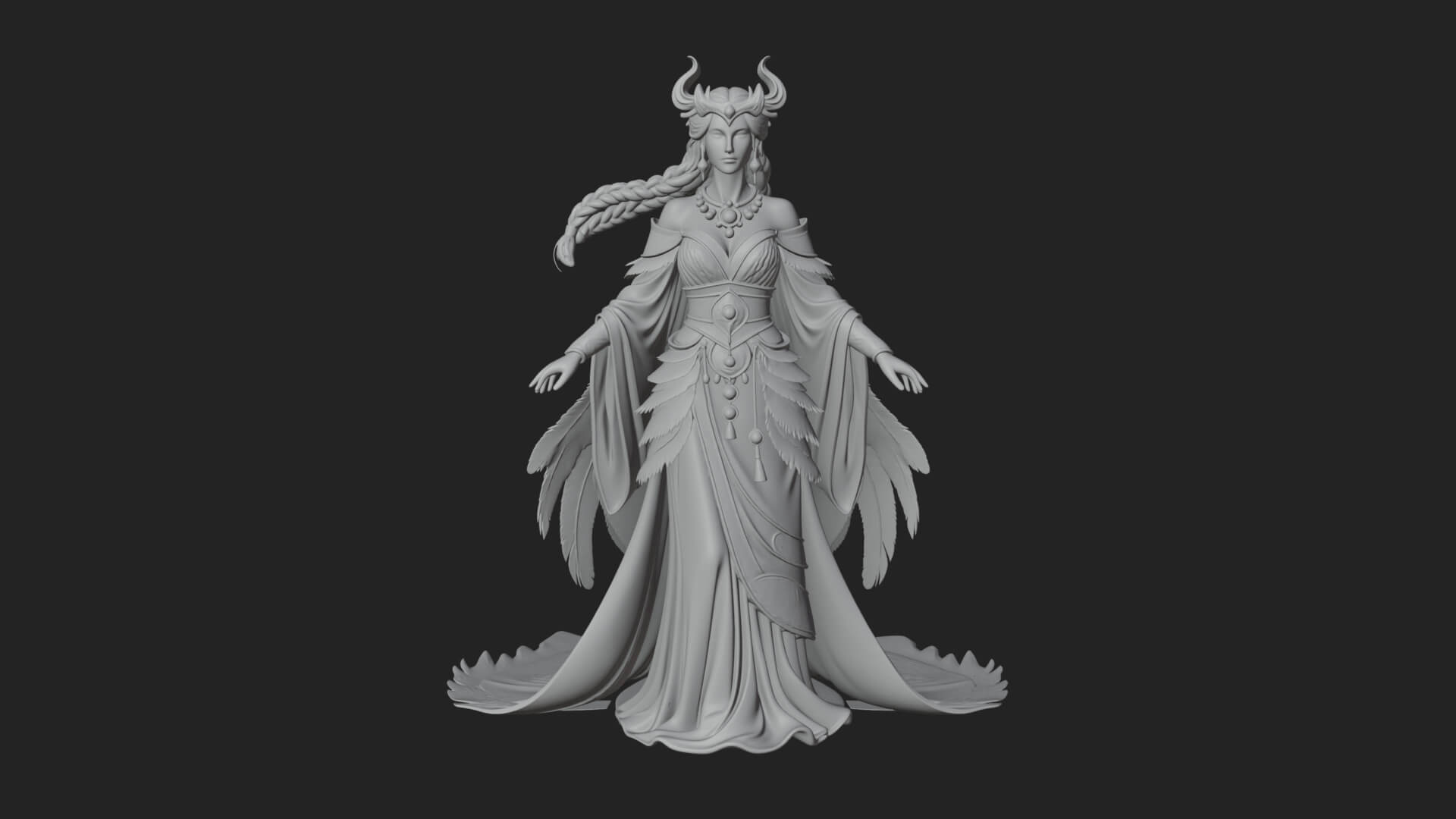 Elven Queen Statue Design 35 3D Print Model 3D Model