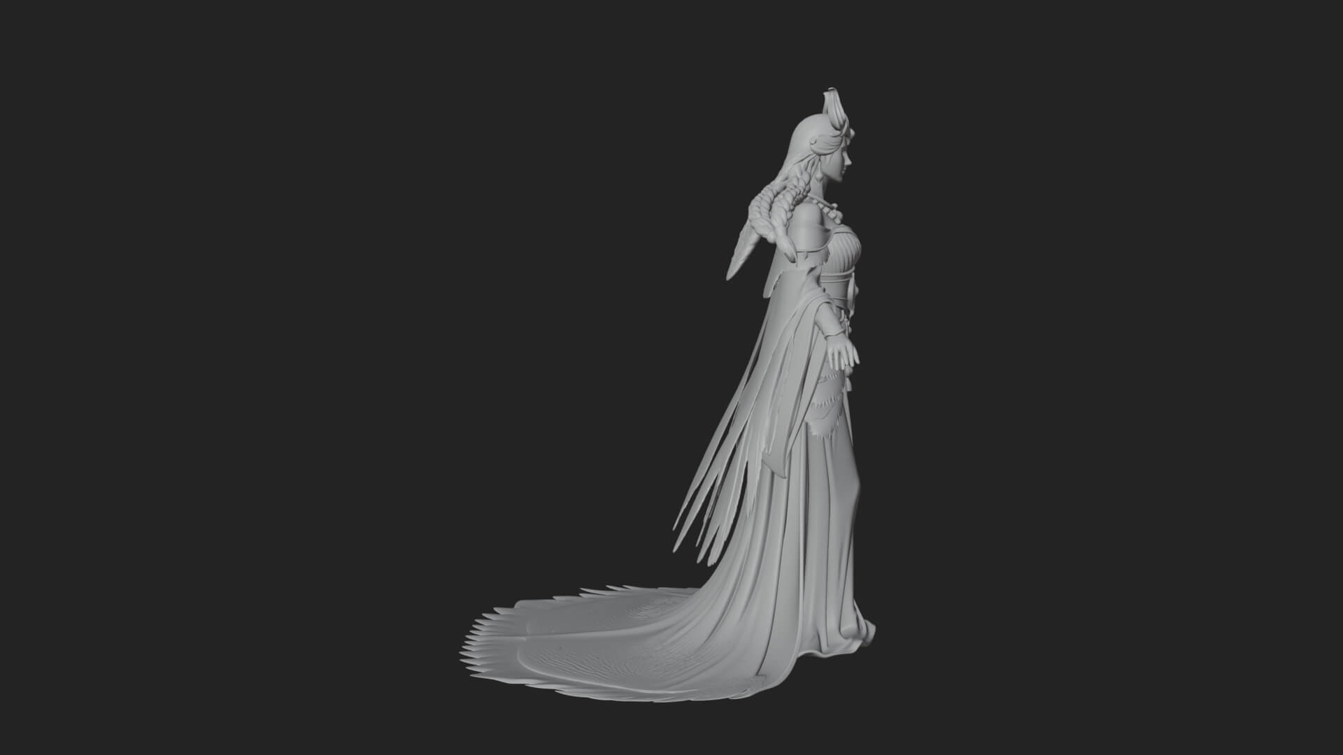 Elven Queen Statue Design 35 3D Print Model 3D Model