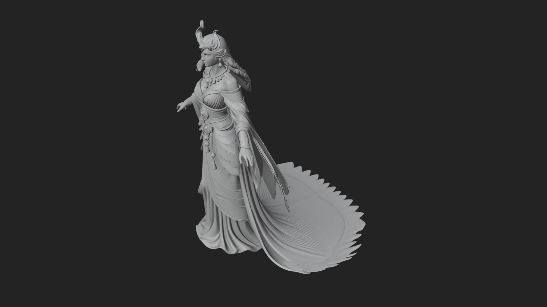 Elven Queen Statue Design 35 3D Print Model 3D Model