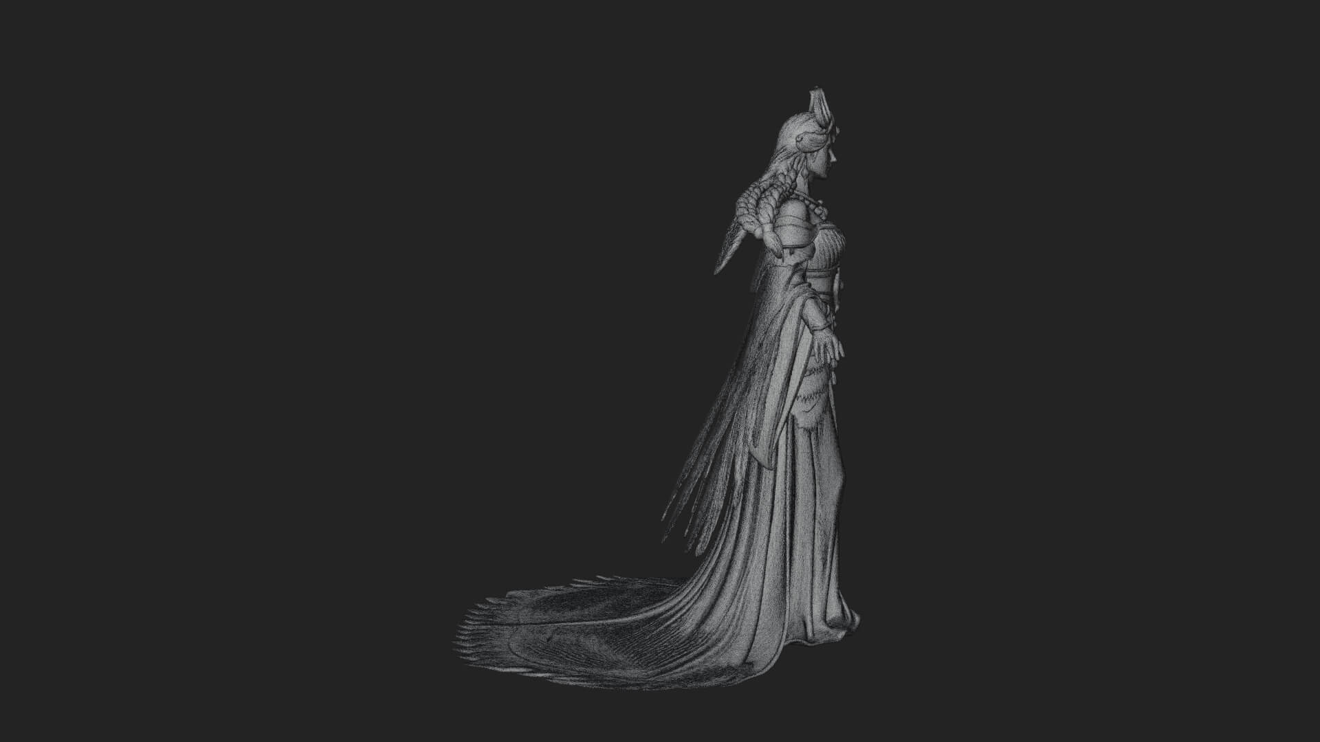 Elven Queen Statue Design 35 3D Print Model 3D Model