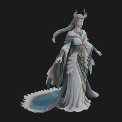 Elven Queen Statue Design 35 3D Print Model