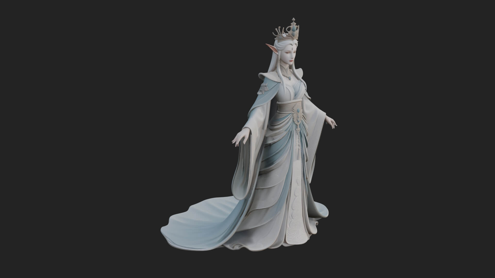 Elven Queen Statue Design 5 3D Print Model 3D Model