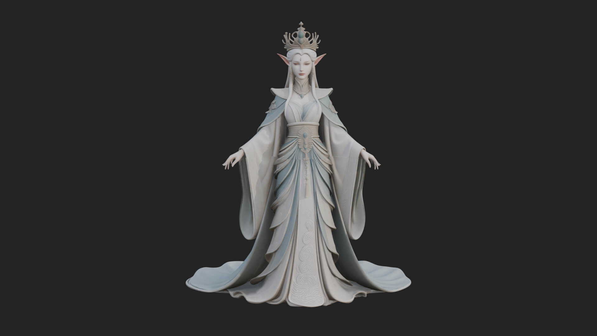 Elven Queen Statue Design 5 3D Print Model 3D Model