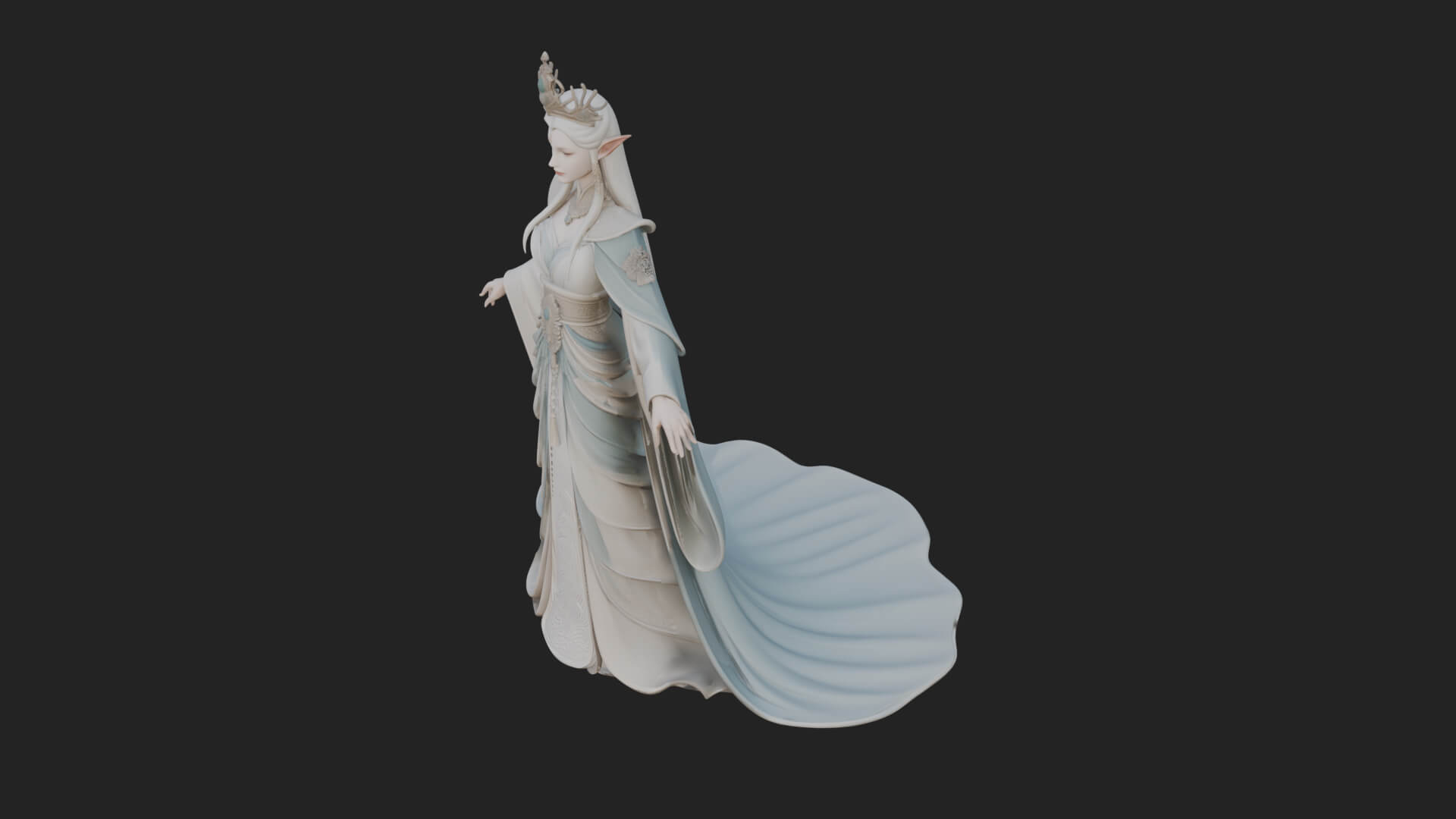 Elven Queen Statue Design 5 3D Print Model 3D Model