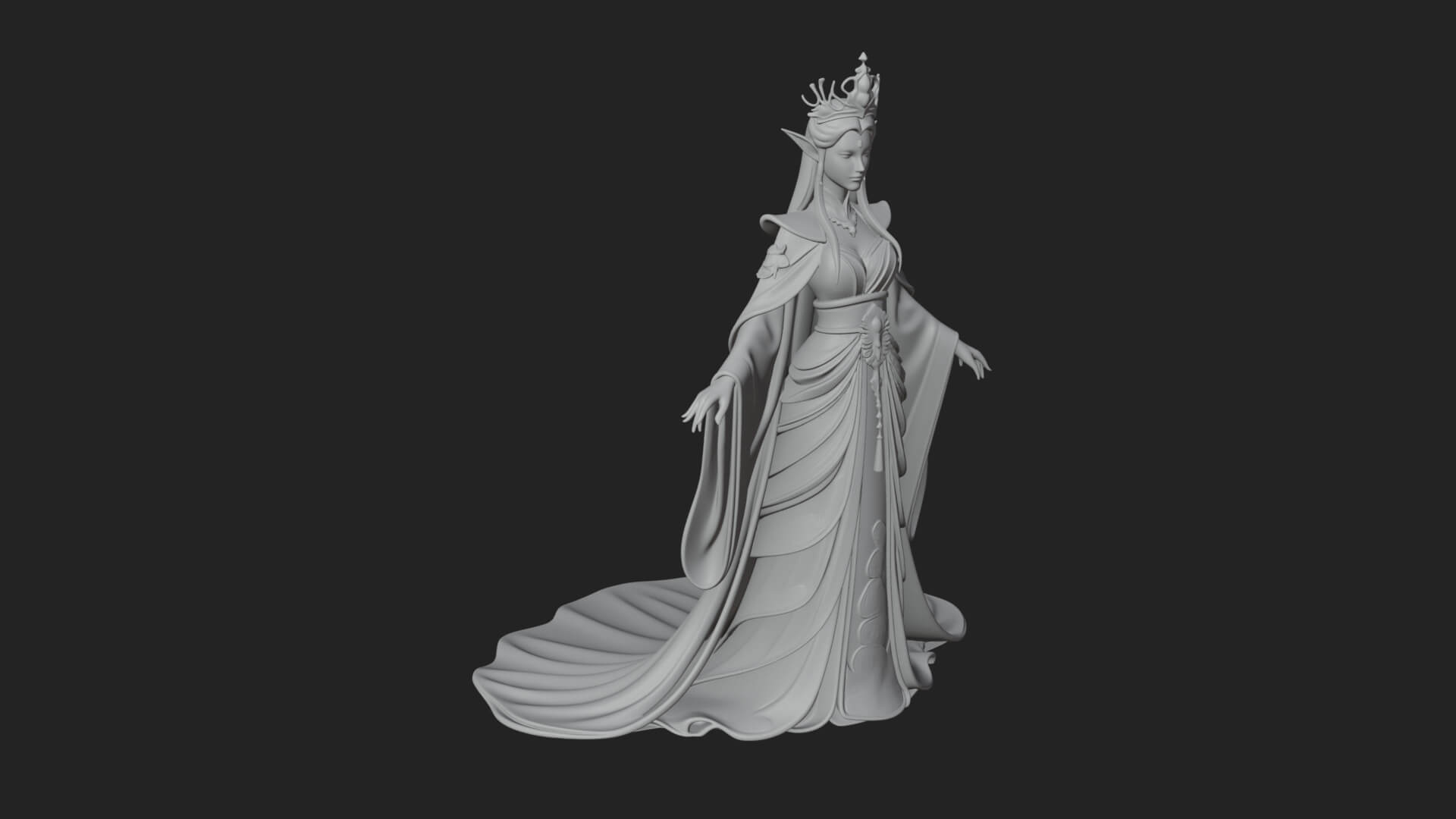 Elven Queen Statue Design 5 3D Print Model 3D Model