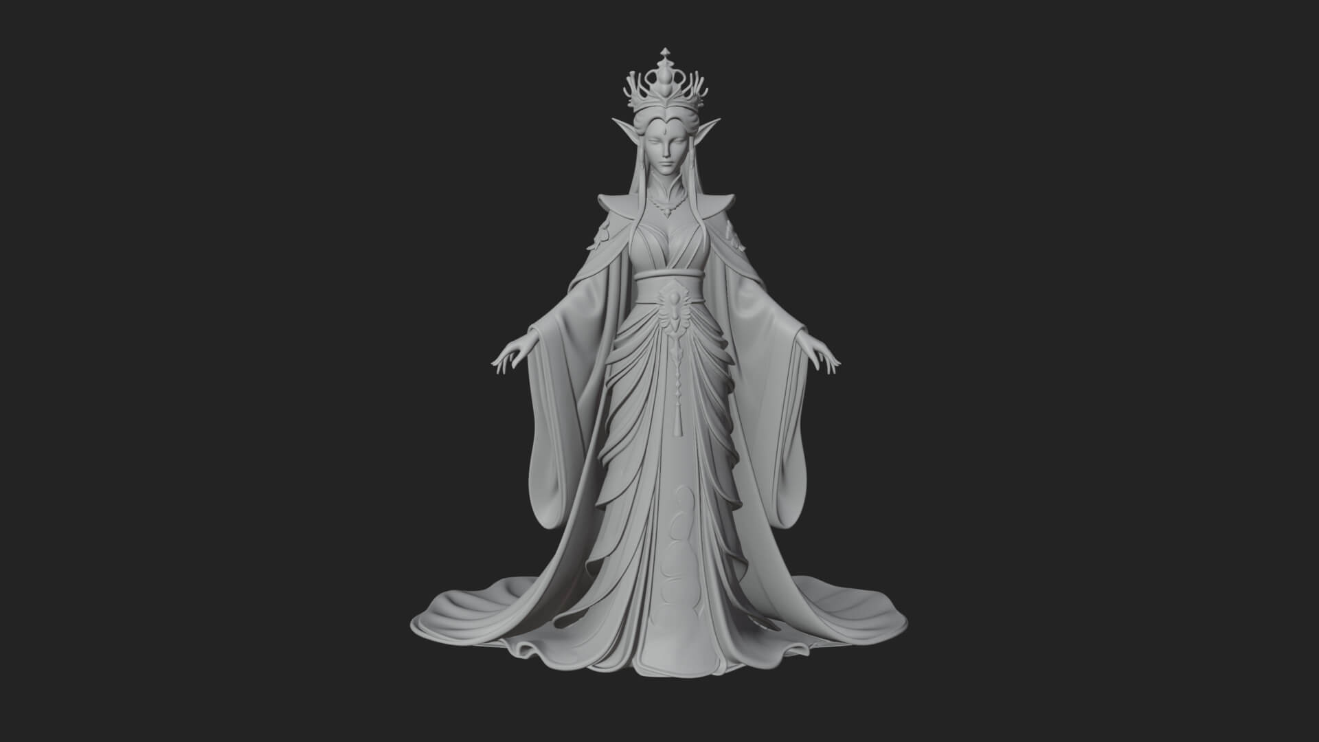 Elven Queen Statue Design 5 3D Print Model 3D Model