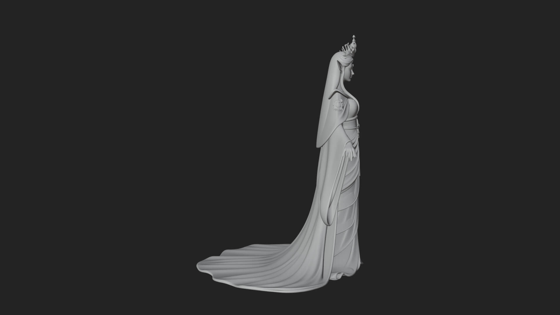 Elven Queen Statue Design 5 3D Print Model 3D Model