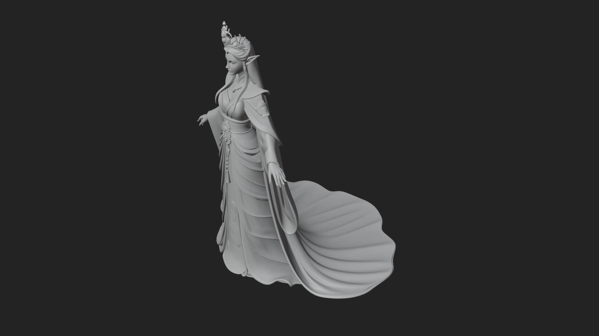 Elven Queen Statue Design 5 3D Print Model 3D Model