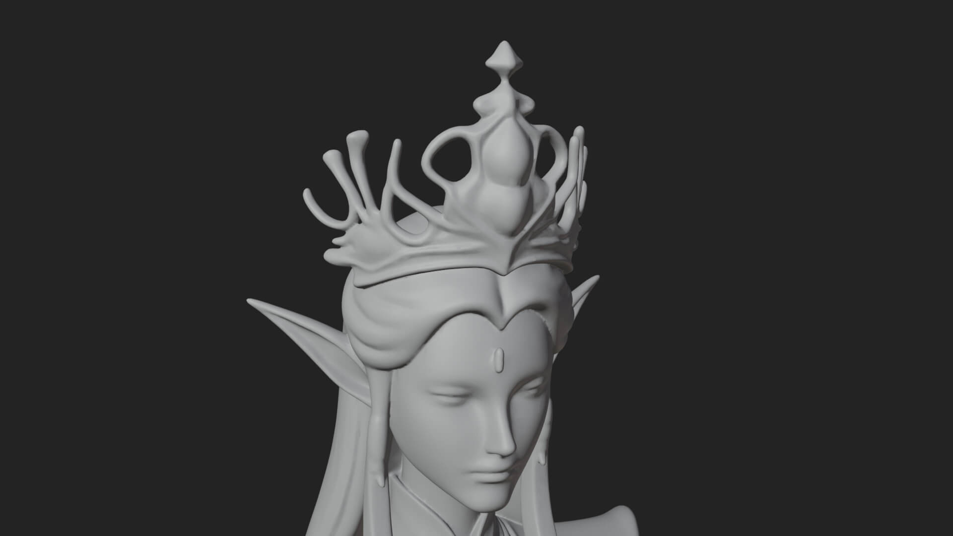 Elven Queen Statue Design 5 3D Print Model 3D Model