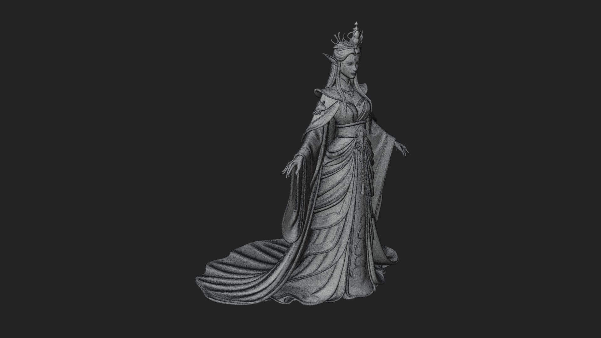 Elven Queen Statue Design 5 3D Print Model 3D Model