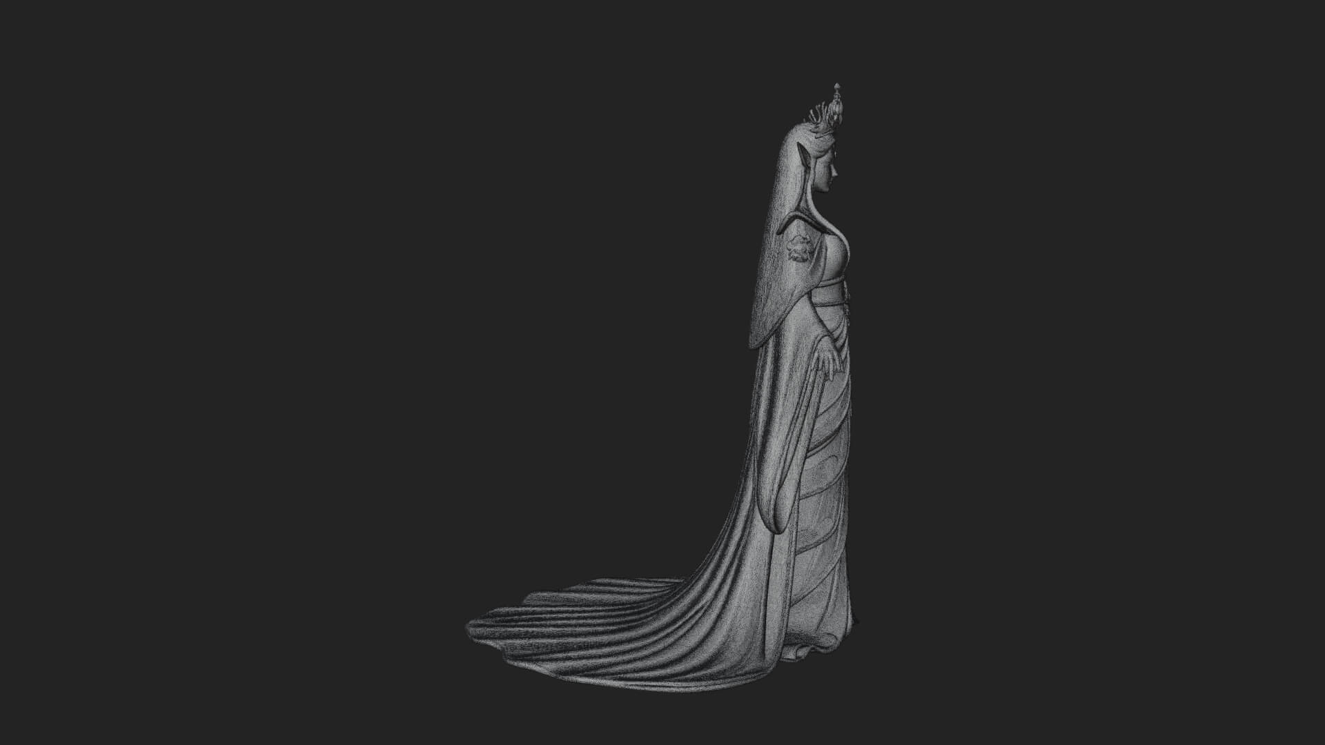 Elven Queen Statue Design 5 3D Print Model 3D Model