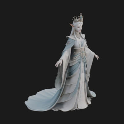 Elven Queen Statue Design 5 3D Print Model