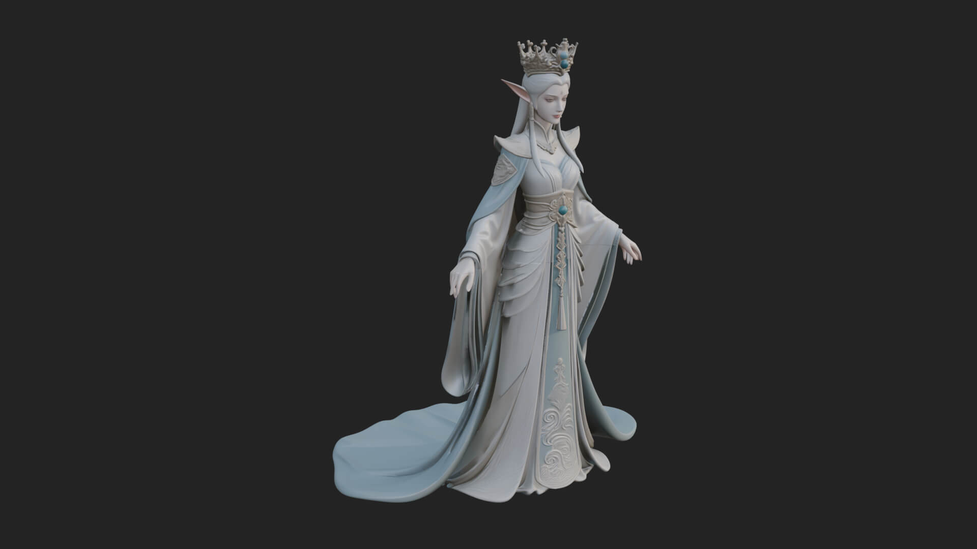 Elven Queen Statue Design 6 3D Print Model 3D Model