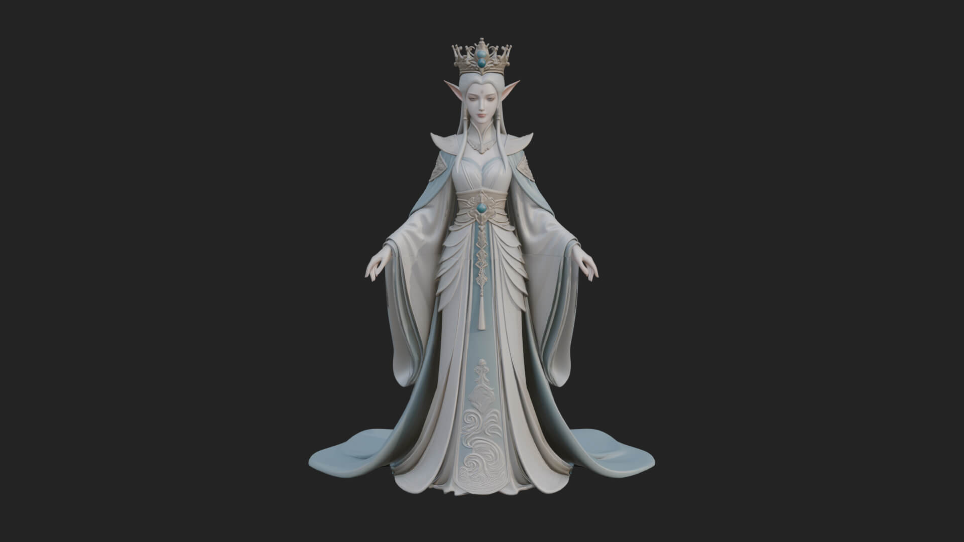 Elven Queen Statue Design 6 3D Print Model 3D Model