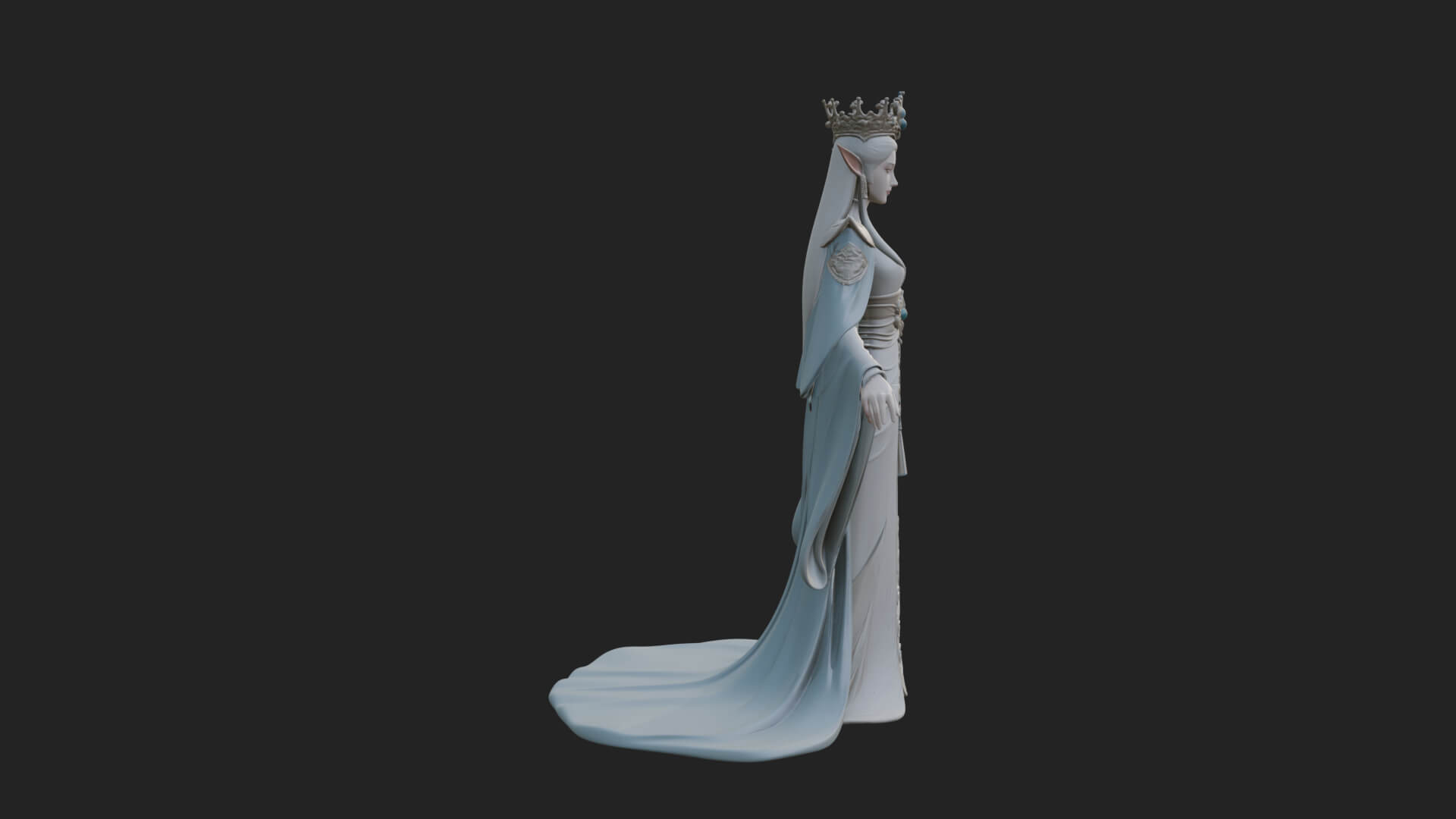 Elven Queen Statue Design 6 3D Print Model 3D Model