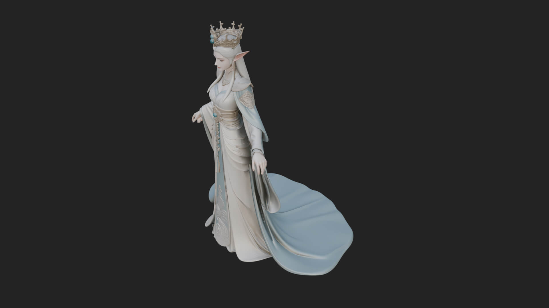 Elven Queen Statue Design 6 3D Print Model 3D Model