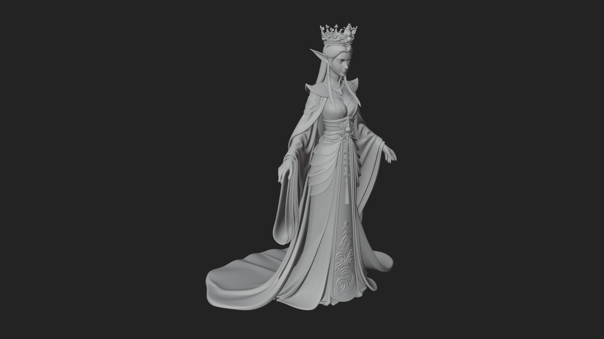 Elven Queen Statue Design 6 3D Print Model 3D Model